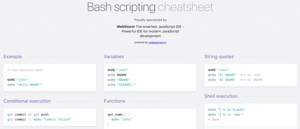 Bash scripting cheatsheet